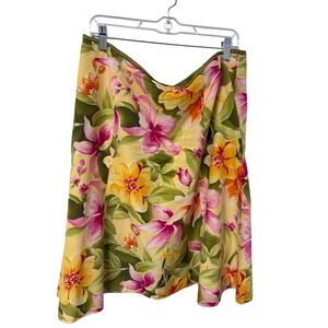 Talbots Tropical Hibiscus Floral Skirt - Summer Vacation A-Line Plus Size 18w